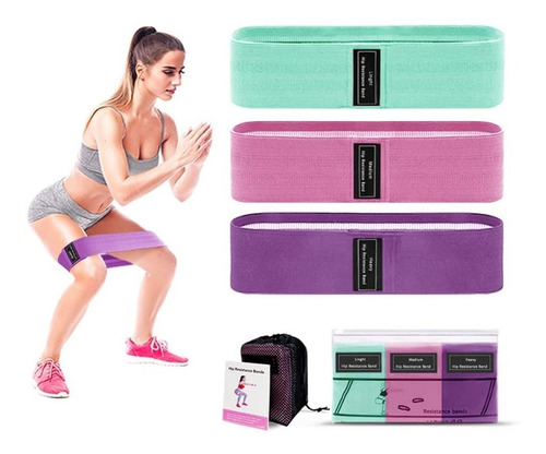 Imagem 5 de 6 de Kit Mini Bands 3 Intensidades Faixas Tecido Hip Não Estoura