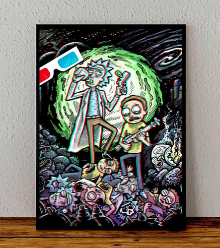 Cuadro 33x48 Poster Enmarcado Rick Y Morty Serie Animada 02