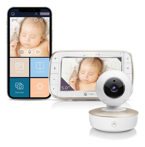 Babá Eletrônica Vm855 Connect Tela Lcd 5.0 Wi-fi Motorola Branco