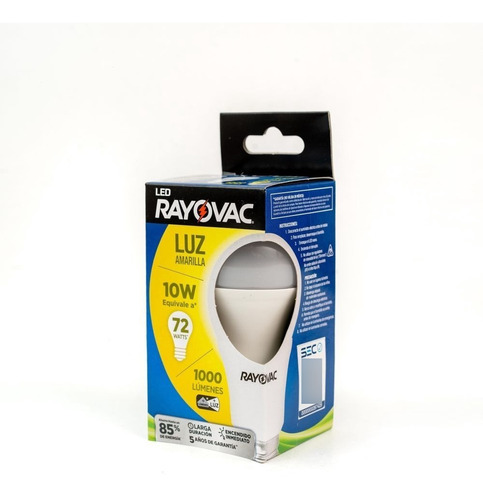 Lampara Led Rayovac Luz Foco 10w Led1000-a Amarilla Calida