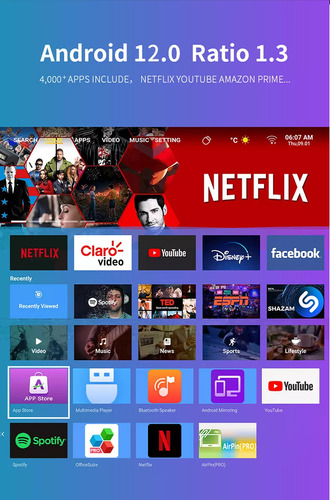 Proyector Profesional 4k Max Hd Android Wifi Led T269 Pro