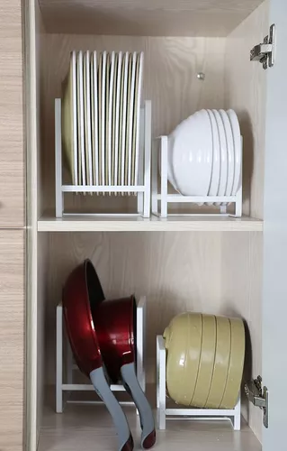 Organizador de ollas de metal para gabinete, estante de esquina de cocina,  ollas y sartenes, organizador resistente, organizador de mostrador y