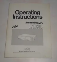 Comprar Manual De Videocasetera Panasonic Mod. Ag-1980p Japan