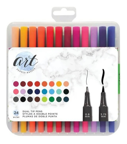 Imagen 2 de 3 de Set 24 Lápices Brush Lettering Doble Punta - Hobby Lovers