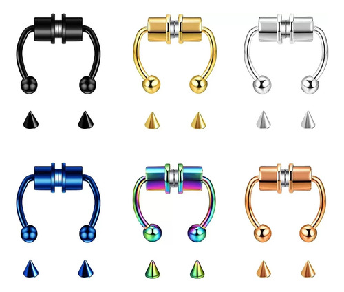 Piercing Falso Septum Nariz Magnético Intercambiable 1 Pz Color Plateado