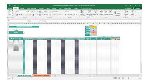 Excel Planilla De Control De Ausentismo Laboral