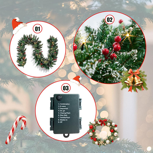 Guirnalda De Navidad Luces, 8 Modos De Iluminación, 9 ...