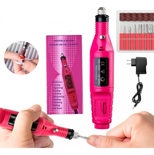 Mini Motor Elétrico Rosa Lixar Unhas Profissional