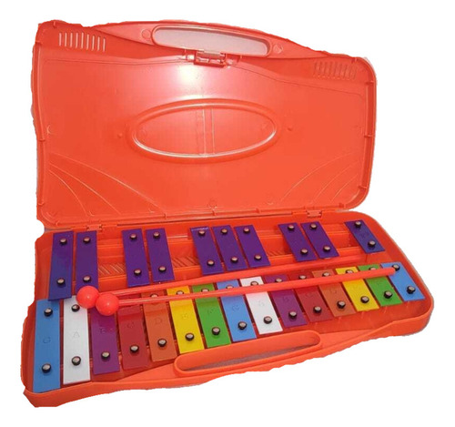 Metalófono 25 Notas Cromático Didáctico Marca Ubuy Color Naranja