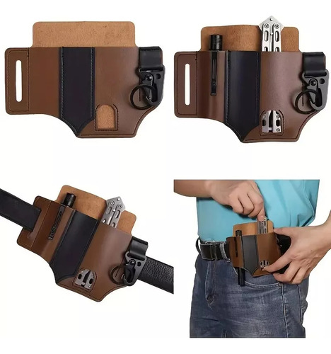 Funda Multiherramienta, Organizador De Bolsillo Edc De Cuero