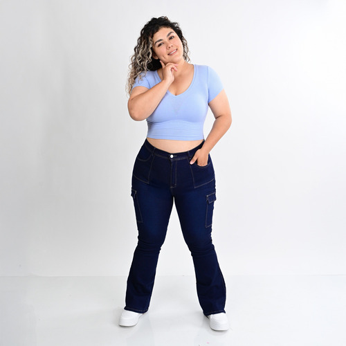 Pantalon Acampanado Dama Corte Colombiano Talla Extra E511