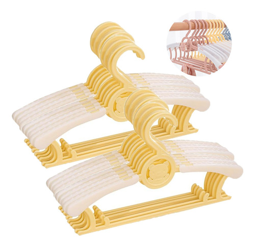 20pcs Ganchos Ropa Moda Niños Bebes Perchera Durable Amarillo