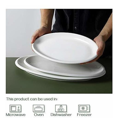 Plato Grande Para Servir Ovalado Blanco Horno Ceramica