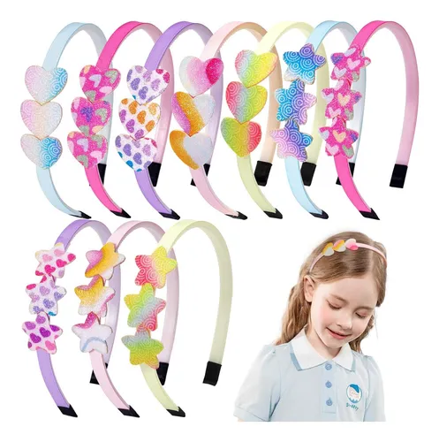 comprar Fishdown Glitter Heart Tands For Girls, 10pcs Banda Para El 