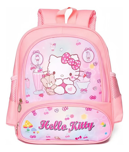 Mochila Ligera Para Estudiantes De Anime Sanrio Hello Kitty Color Rosa Diseño De La Tela Lisa