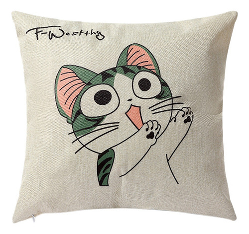 Funda De Almohada Cuadrada Con Forma De Gato Para Decoración