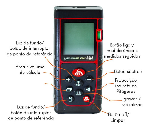 Imagem 3 de 10 de Trena Digital Laser Haiz Medidor 80 Metros Cubos Polegadas