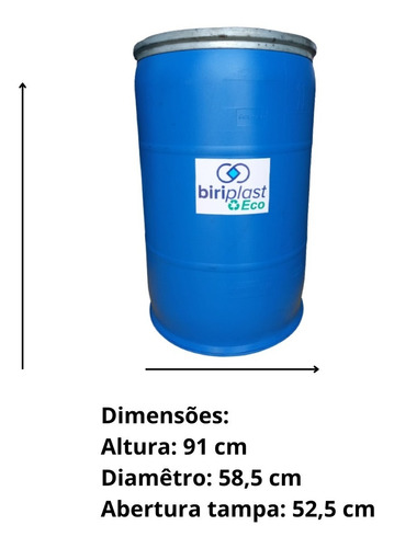 Biriplast Eco 200l  Bombona Com Tampa Removível E Lacre