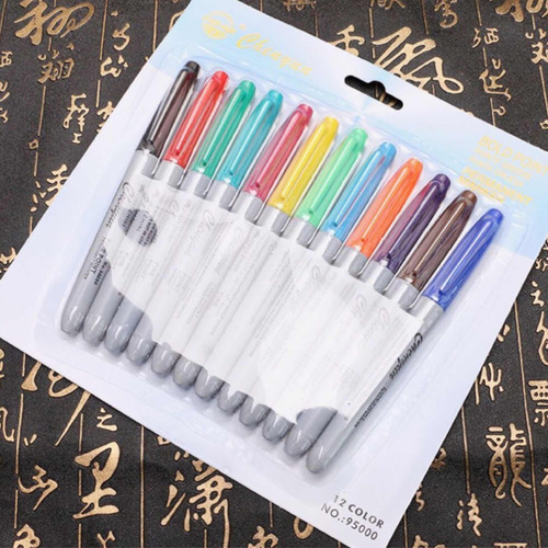12 Plumon Marcador Permanente Tipo Sharpie Colores