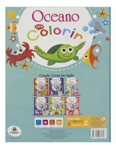 Cores em Ação! Oceano para Colorir, de Brijbasi Art Press Ltd. Editorial Todolivro Distribuidora Ltda., capa mole em português, 2022