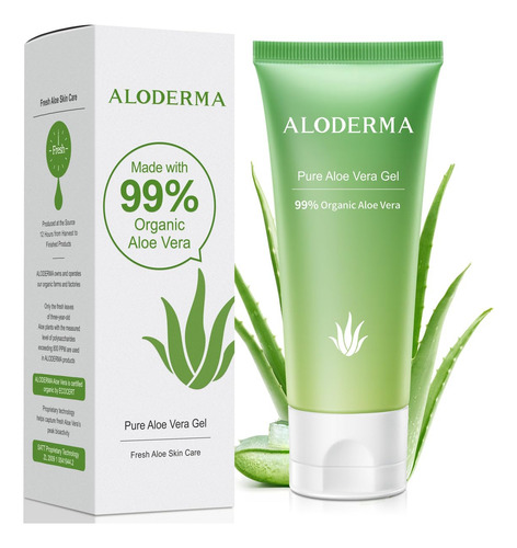 Gel De Aloe Vera Aloderma 99% Orgânico 45ml Para Rosto E Cor