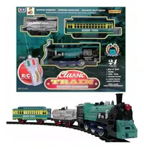 Comprar Tren De Juguete Electrico A Control Remoto Luz Y Sonido R\u002Fc Color Verde\u002Fgris Personaje Tren Rc