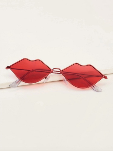 Gafas De Sol Importadas Anteojos Rojos Formas Labios Zaful Lente Rojo Armazón Rojo