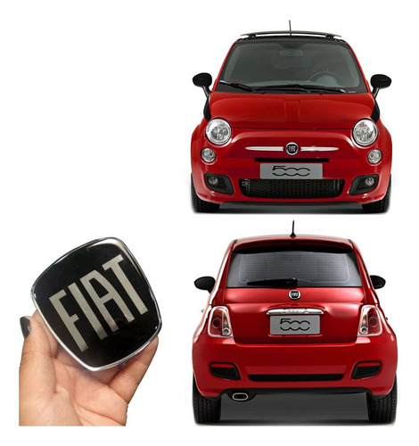 Par De Emblemas Maçaneta Fiat 500 Adesivos Black Piano