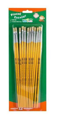 Pincel Escolar Chato 815-02 Leo & Leo Kit C/12 Unidades