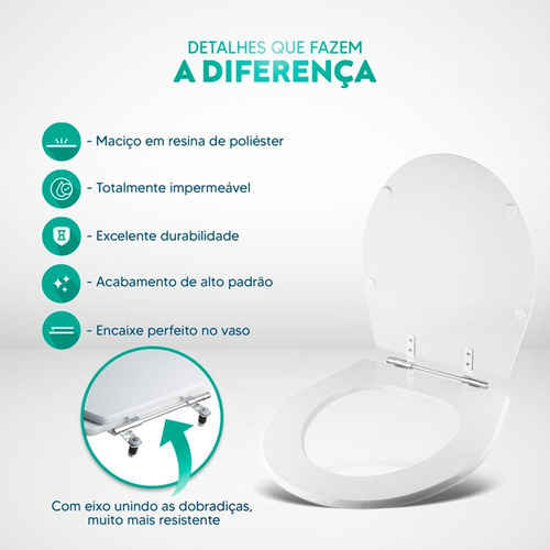 Assento Sanitário Poliéster Windsor Creme Para Louça Deca