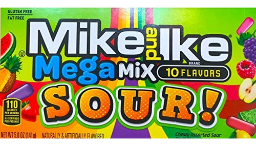 Nuevo Mike & Ike Mega Sour Mix Sin Gluten / Caramelos Sin Gr