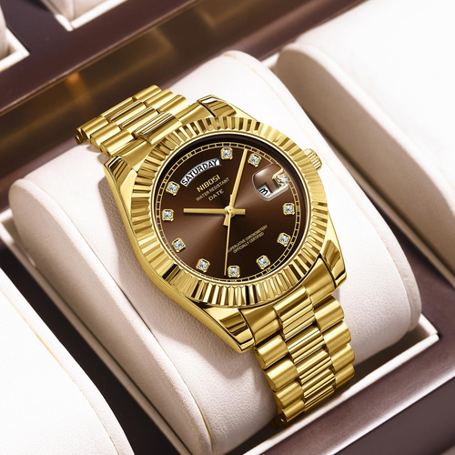 Reloj Nibosi B07-gold Brown De Cuarzo Analógico Para Hombre
