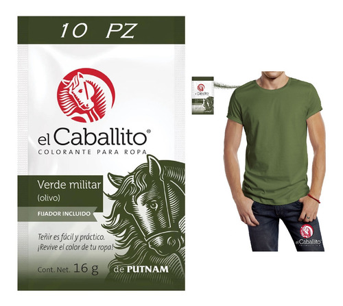 Colorante Caballito Telas Ropa Verde Militar Olivo (10pz)