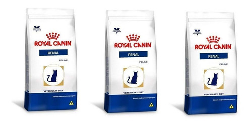 Kit 3 Unidades Royal Canin Ração Vet. Fiet Feline Renal 500g