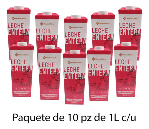 Leche Entera Member's Mark 10 Pzas De 1 L C/u