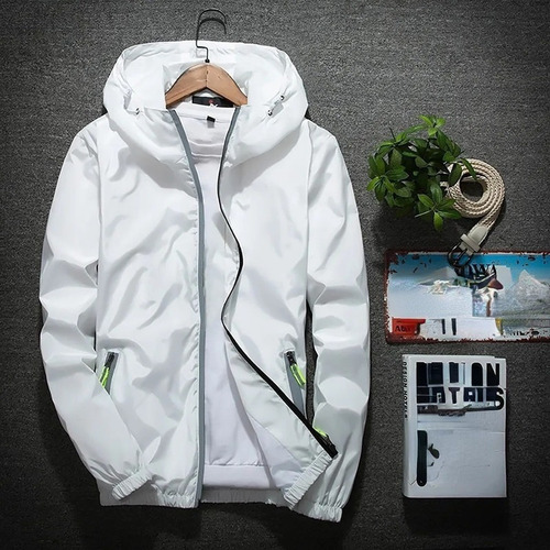 Chaqueta Informal Sólida Talla Grande Reflectante