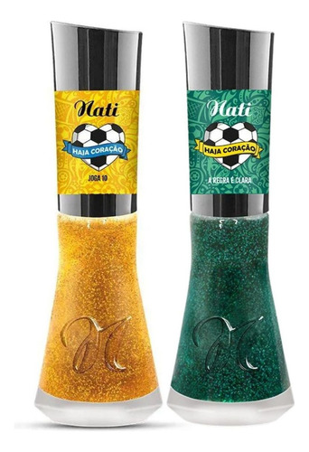 Kit Esmalte Glitter Nati Copa Haja Coração C/2 8ml