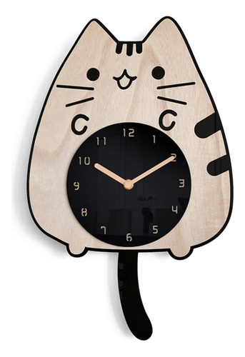 Relojes De Madera Con Dibujos Animados, Cola De Gato, Reloj