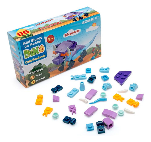 Blocos De Montar 12 Mini Dinossauros Brinquedo Colecionável