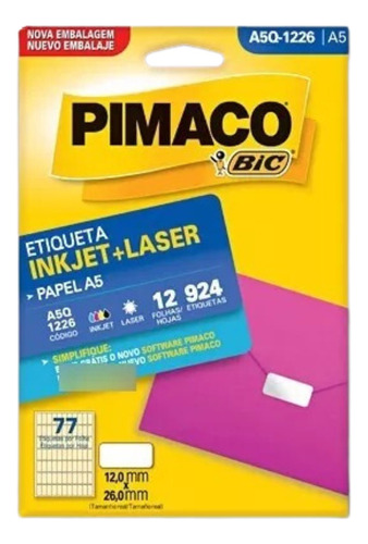 Etiqueta Ink-jet/laser A5 Multiuso Q-1226 Pimaco