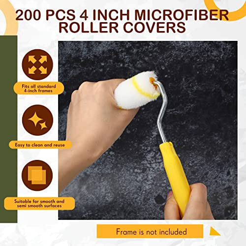 Rodillo De Pintura 4puLG 200 Pcs, 1/2puLG De Pelo, Microfibr