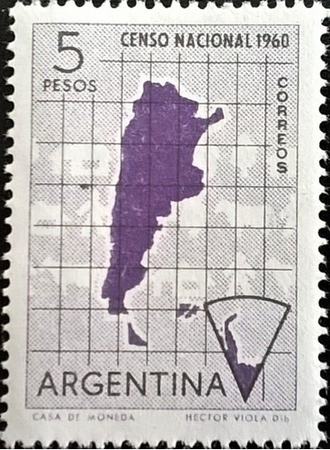 Argentina, Sello Gj 1190 Censo Error Punto 1960 Mint L13748