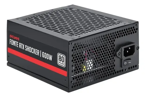 Fonte Pcyes 600W 80 Plus Bivolt ATX PF600SHW PFC Ativo 12cm Fan