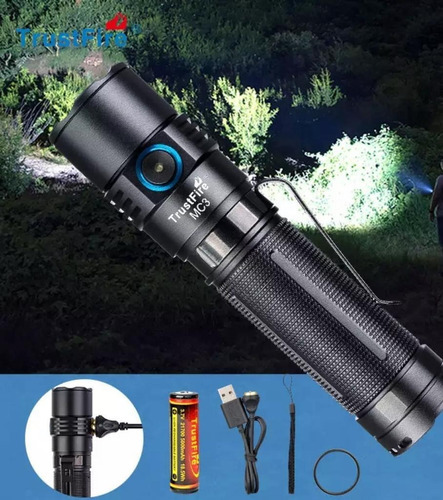 Lanterna Tática Trustfire Mc3 2500 Lumens Preto Ip68 Led Alumínio/preto