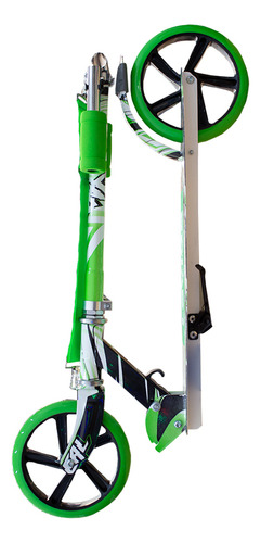 Scooter Patín Plegable Para Niñas Y Niños + Protecciones Color Negro Grafiti Verde