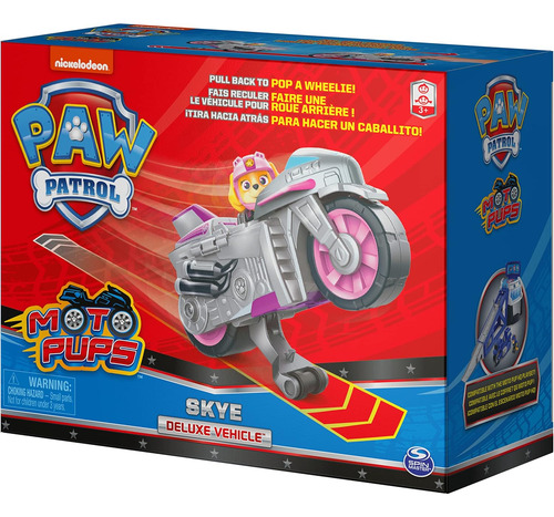 Motocicleta Paw Patrol Com Retrocesso, Moto Pups Skye
