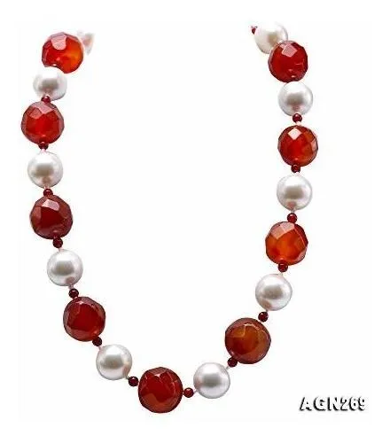 Collar De Ágata Roja Y Concha Marina Jyxjewelry