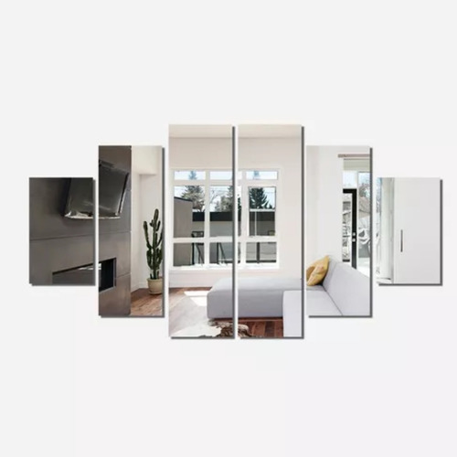 Kit 6 espelho decorativo acrilico Acrilplas Botucatu cor prateado