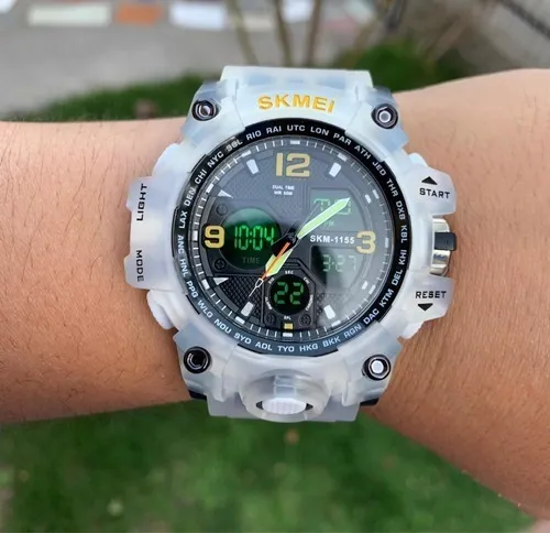 Reloj pulsera Skmei 1155 de cuerpo color transparente y blanco