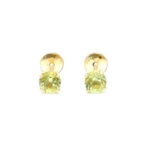 Brinco Bebê Ouro 18k Peridoto Natural 3mm Tarraxa Rosca 